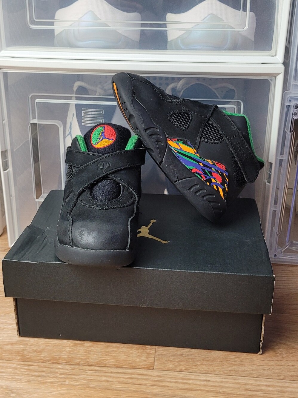 Nike Jordan 8 Retro TD US 7 C Toddler Black Shoes Basketball Hi Top 305360 004